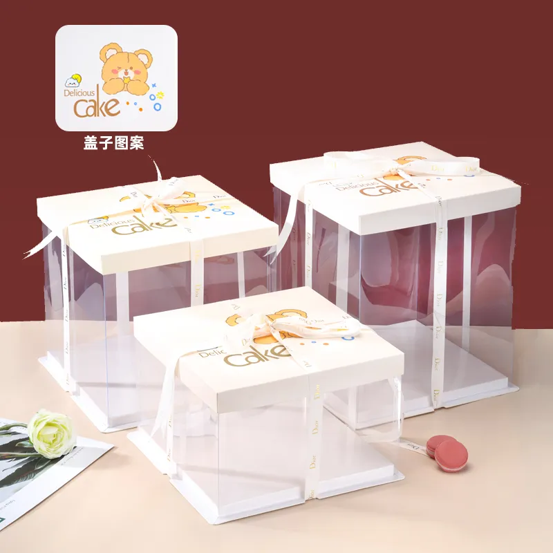 Paper cover transparent edge cake box