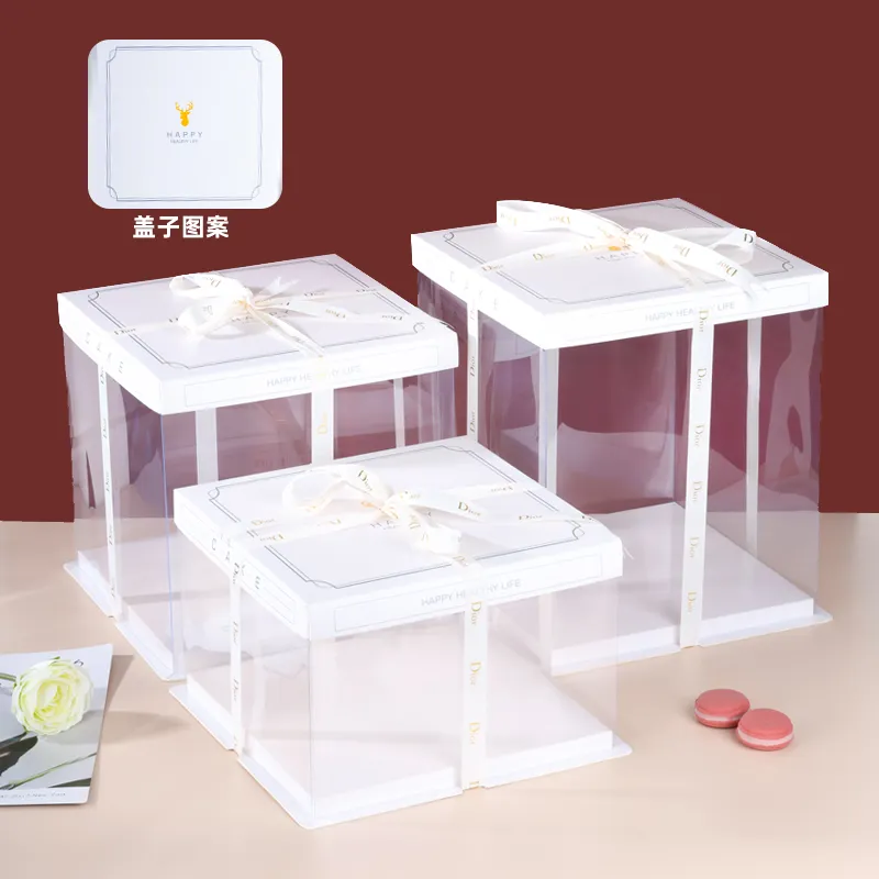 Paper cover transparent edge cake box